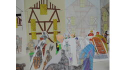 Dessins de maisons à colombage et de personnages